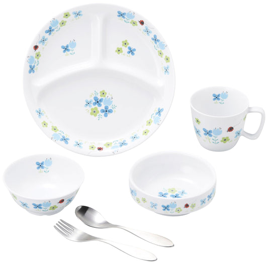 強化磁器 こども用 食器&スプーンフォークセット ブルーメ・ブルー【熨斗可】 【結婚式 ギフト 内祝い 結婚祝い 出産祝い】