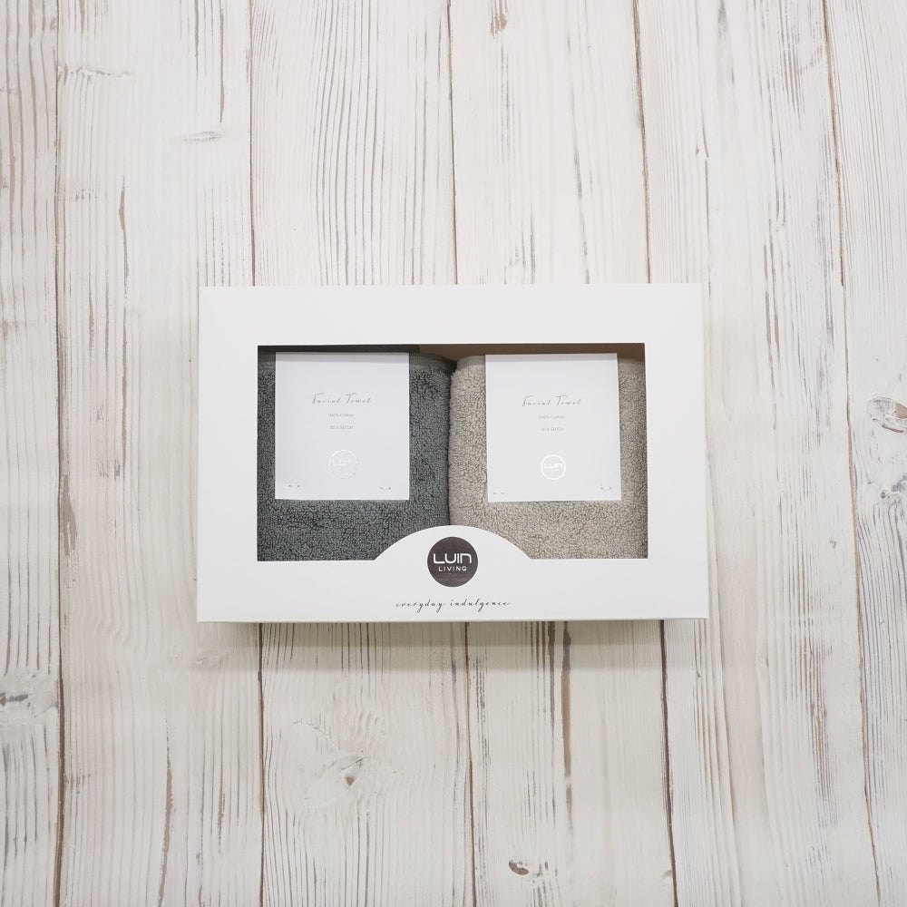 Luin Living フェイスタオル2個セット【ベージュ・グレー】 【結婚式 ギフト 引き出物 タオル 寝具】