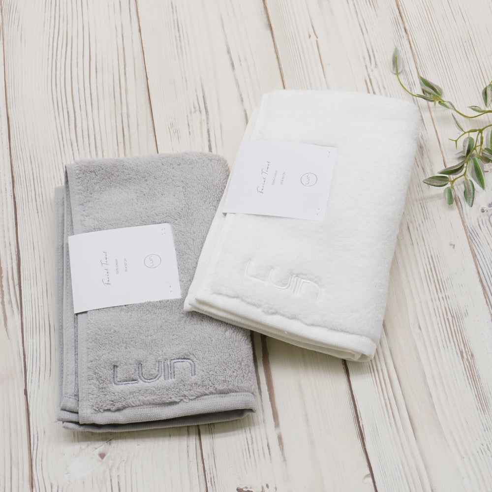 Luin Living フェイスタオル2個セット【ホワイト・パールグレー】 【結婚式 ギフト 引き出物 タオル 寝具】
