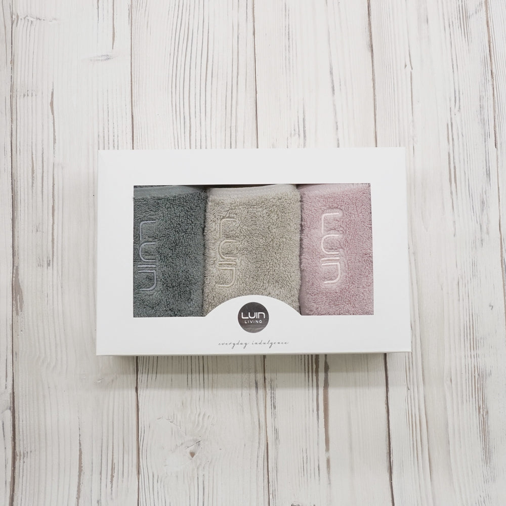 Luin Living フェイスタオル3個セット【ローズ・グレー・ベージュ】 【結婚式 ギフト 引き出物 タオル 寝具】