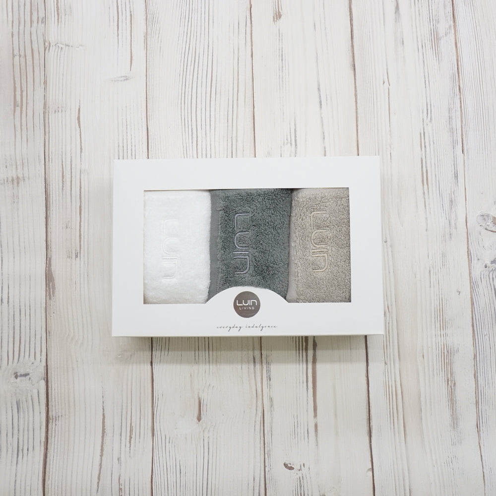 Luin Living フェイスタオル3個セット【ホワイト・グレー・ベージュ】 【結婚式 ギフト 引き出物 タオル 寝具】