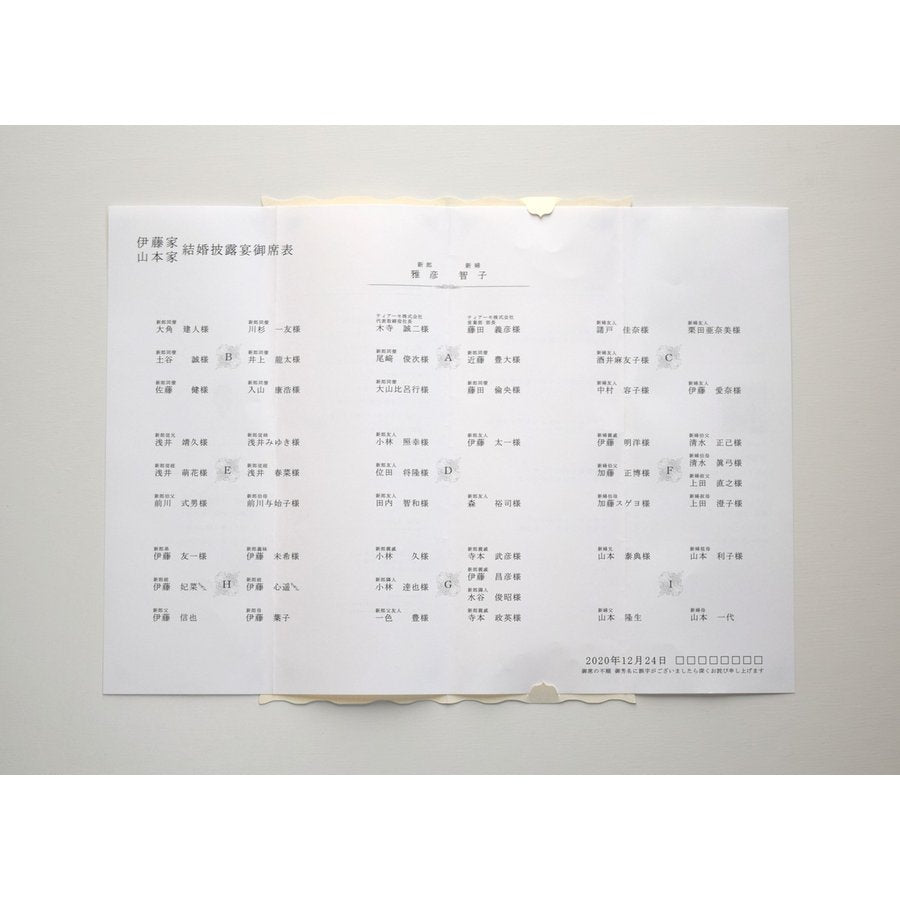 【※席次表+席札セット キャンペーン実施中※】 ウエディングチャーム パール (印刷込み)【結婚式 ペーパー 席次表】