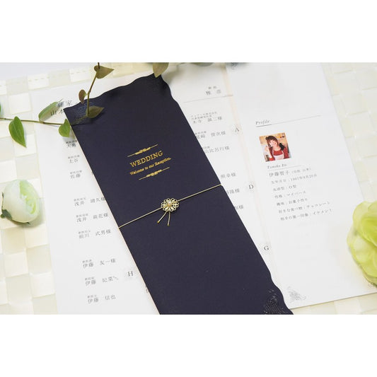 【※席次表+席札セット キャンペーン実施中※】ウエディングチャーム ネイビー (印刷込み)【結婚式 ペーパー 席次表】