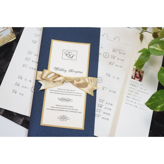 【結婚式 席次表】 ロイヤルネイビー(印刷込み)【結婚式 ペーパー 席次表】