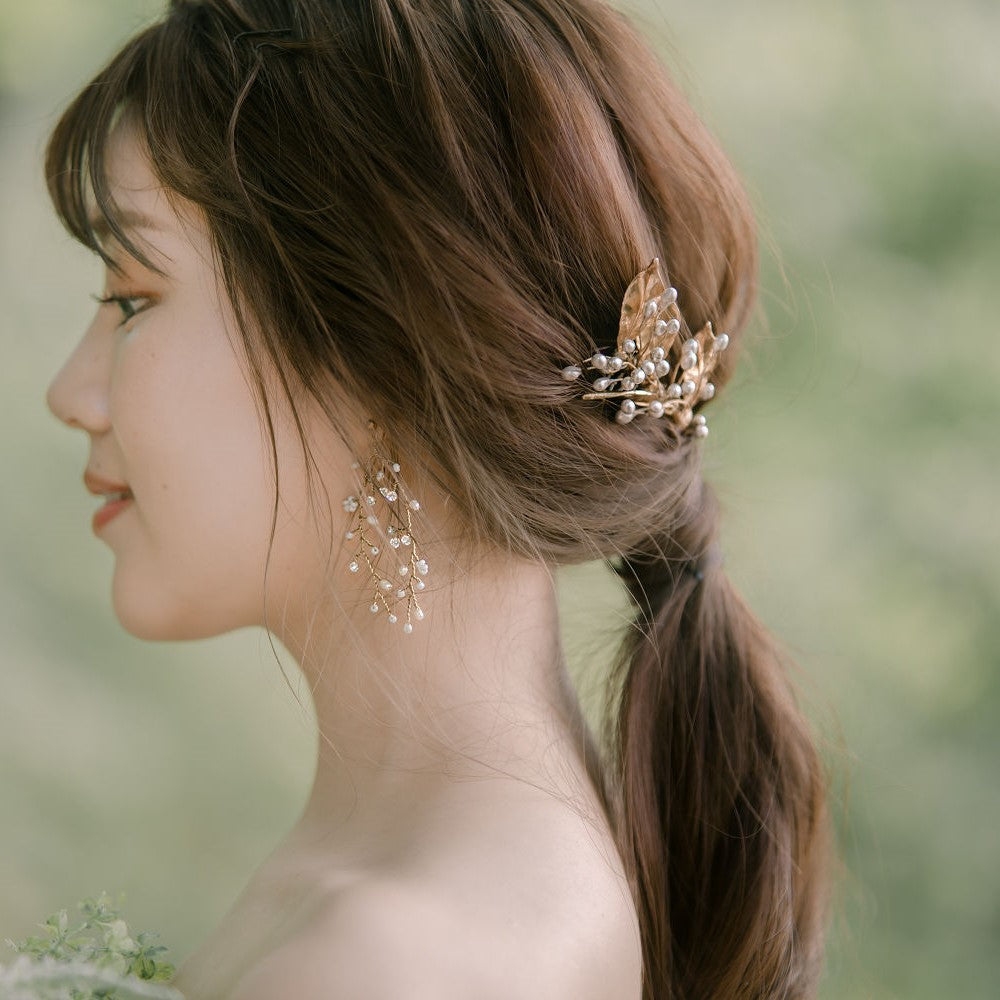 【ヘッドドレス】ボヘミアンリーフヘアコーム/ブライダルアクセサリー 【結婚式　ヘアアクセサリー】