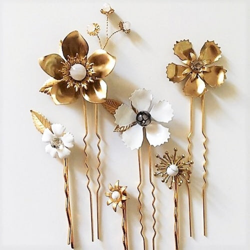 【ヘッドドレス】フラワーピン6本セット/ブライダルアクセサリー 【結婚式 ヘアアクセサリー】