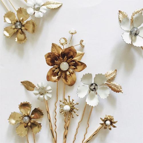 【ヘッドドレス】フラワーピン6本セット/ブライダルアクセサリー 【結婚式 ヘアアクセサリー】