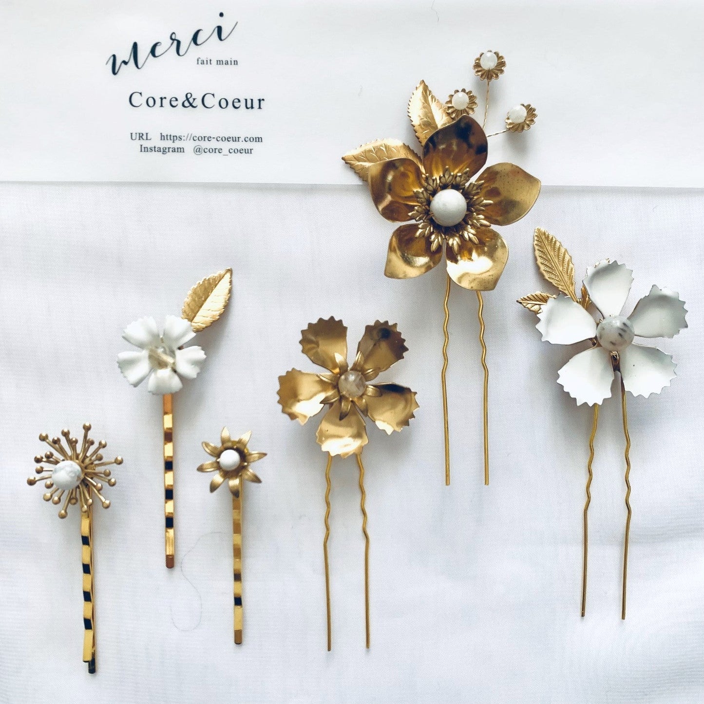 【ヘッドドレス】フラワーピン6本セット/ブライダルアクセサリー 【結婚式 ヘアアクセサリー】