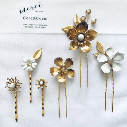 【ヘッドドレス】フラワーピン6本セット/ブライダルアクセサリー 【結婚式 ヘアアクセサリー】