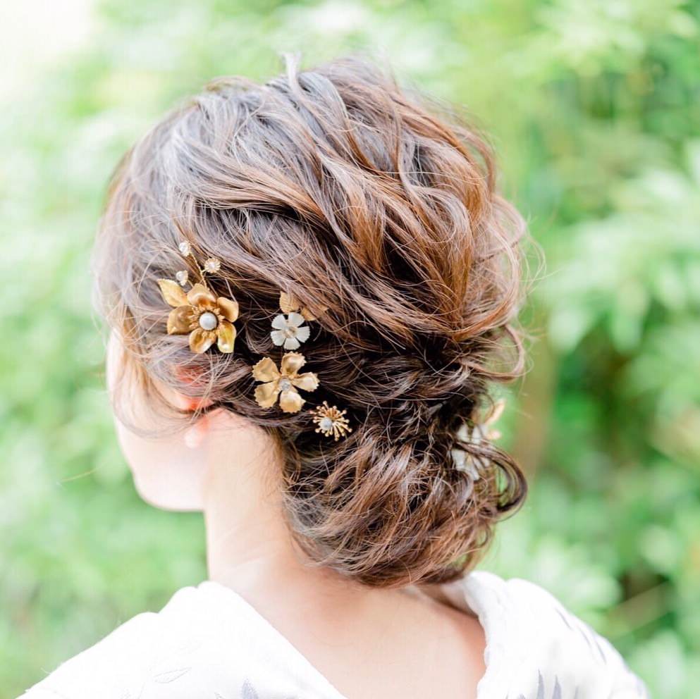 【ヘッドドレス】フラワーピン6本セット/ブライダルアクセサリー 【結婚式 ヘアアクセサリー】