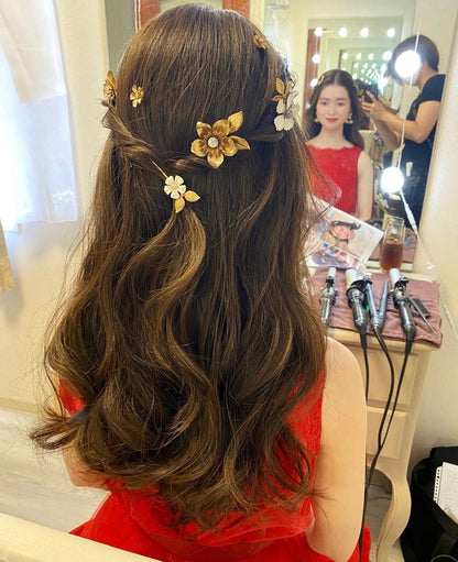 【ヘッドドレス】フラワーピン6本セット/ブライダルアクセサリー 【結婚式　ヘアアクセサリー】