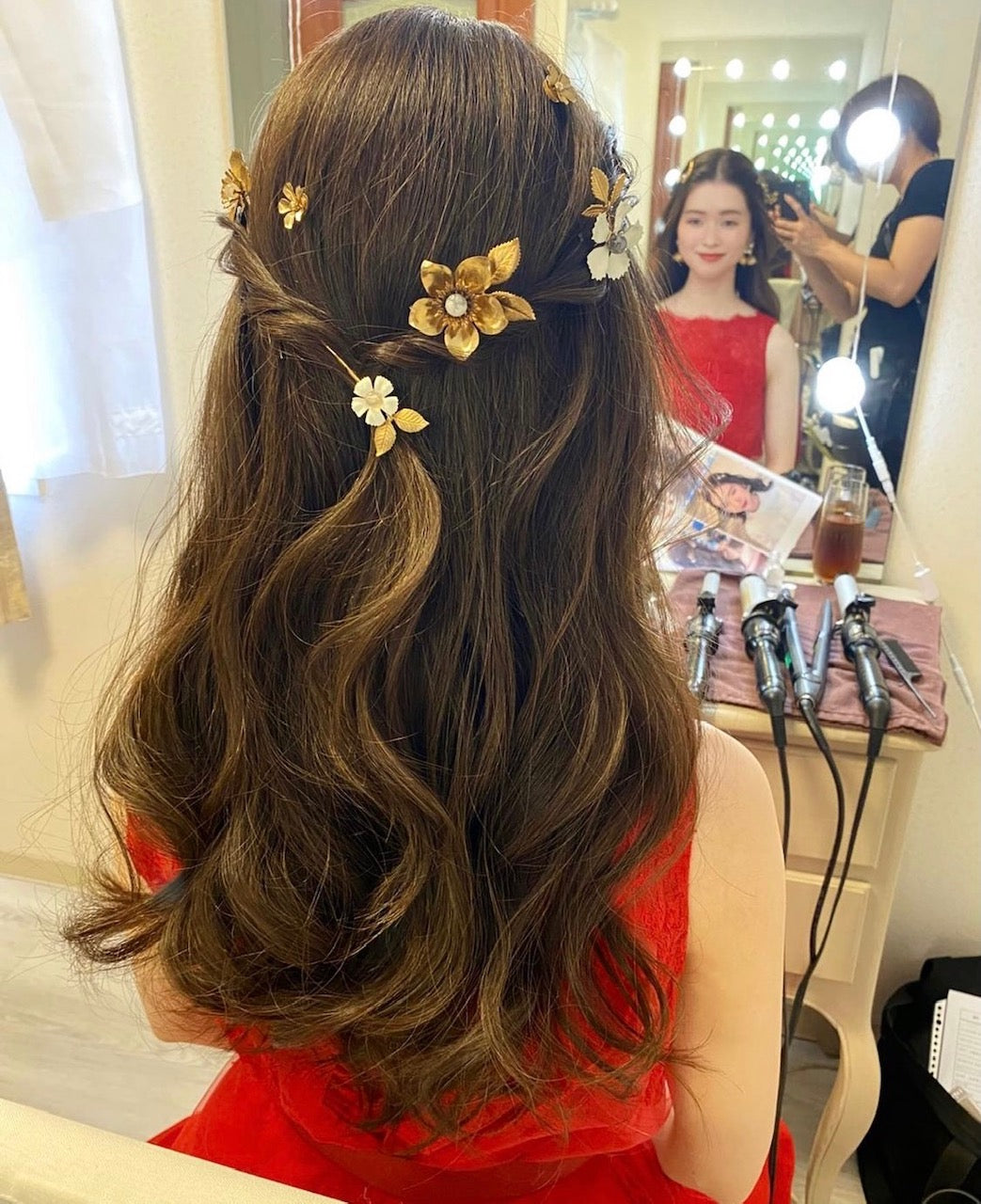 【ヘッドドレス】フラワーピン6本セット/ブライダルアクセサリー 【結婚式 ヘアアクセサリー】