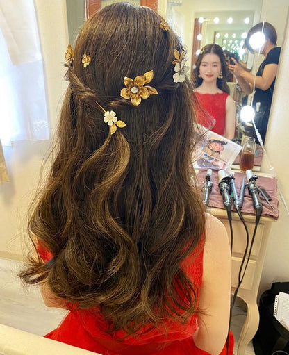 【ヘッドドレス】フラワーピン6本セット/ブライダルアクセサリー 【結婚式 ヘアアクセサリー】