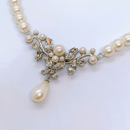 ベーシックなウェディングアクセサリー ネックレス・イヤリングセット/ブライダルアクセサリー 【結婚式 アクセサリーセット】