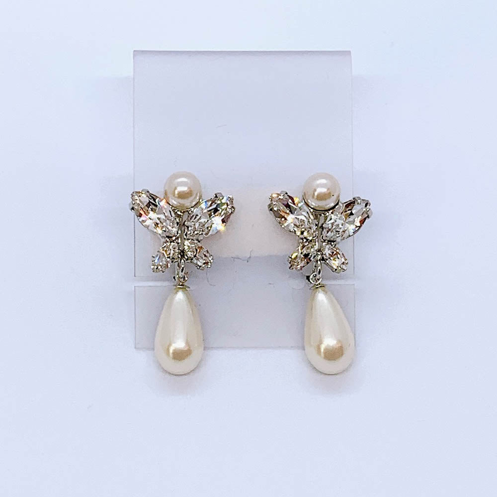 ベーシックなウェディングアクセサリー ネックレス・イヤリングセット/ブライダルアクセサリー 【結婚式 アクセサリーセット】