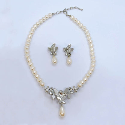 ベーシックなウェディングアクセサリー ネックレス・イヤリングセット/ブライダルアクセサリー 【結婚式 アクセサリーセット】