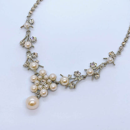 ベーシックなウェディングアクセサリー ネックレス・イヤリングセット/ブライダルアクセサリー 【結婚式 アクセサリーセット】