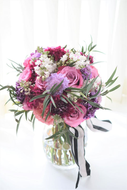 【生花】グラデーションカラーの大人ブーケ 【結婚式 フラワー 生花 ブーケ ブートニア】