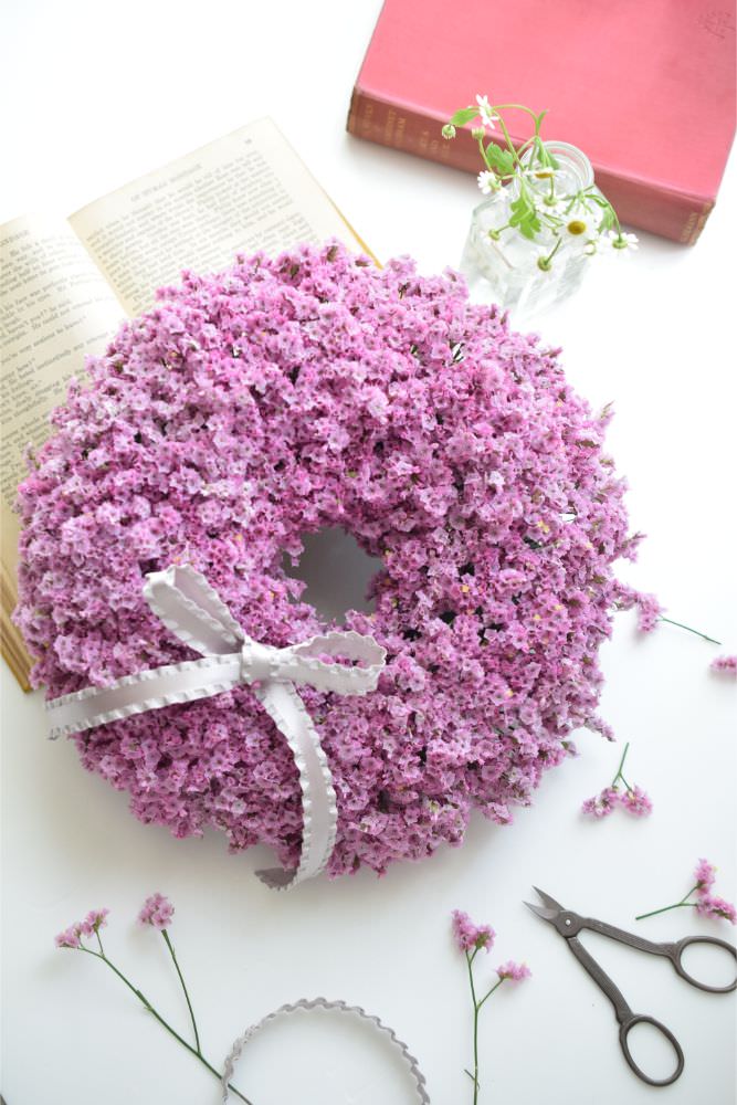 【ドライフラワー】スターチスのリース 【結婚式 フラワー ドライフラワー ブーケ ブートニア】