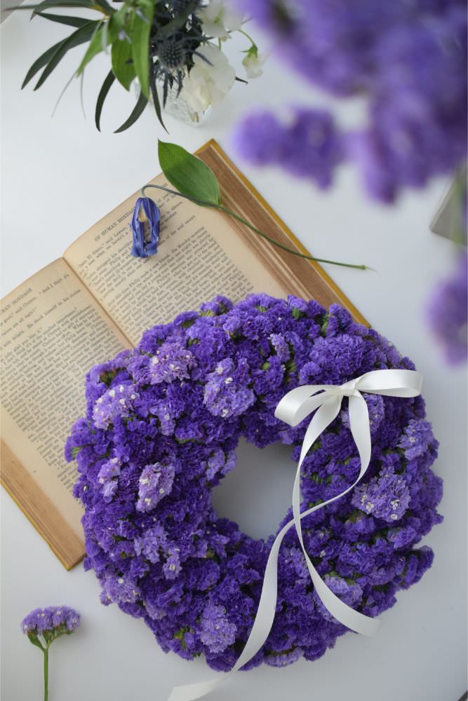 【ドライフラワー】スターチスのリース 【結婚式 フラワー ドライフラワー ブーケ ブートニア】