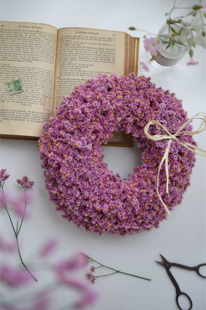 【ドライフラワー】スターチスのリース 【結婚式 フラワー ドライフラワー ブーケ ブートニア】