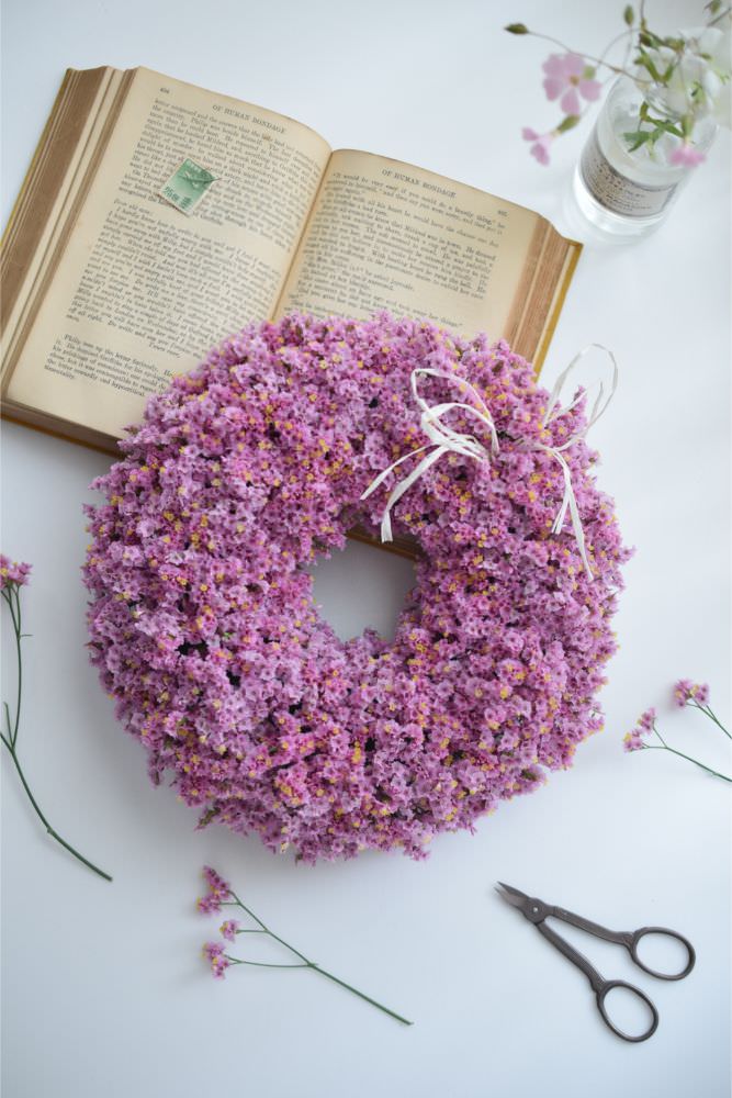 【ドライフラワー】スターチスのリース 【結婚式 フラワー ドライフラワー ブーケ ブートニア】