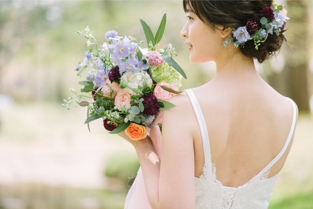 【生花】大人のナチュラルブーケ　【結婚式　フラワー　生花　ブーケ　ブートニア】