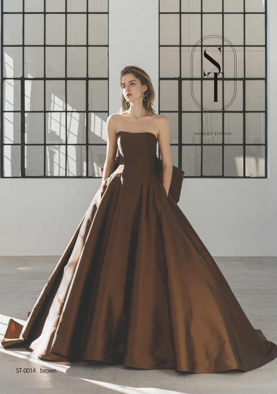 ST0014 brown【結婚式 カラードレス レンタル】