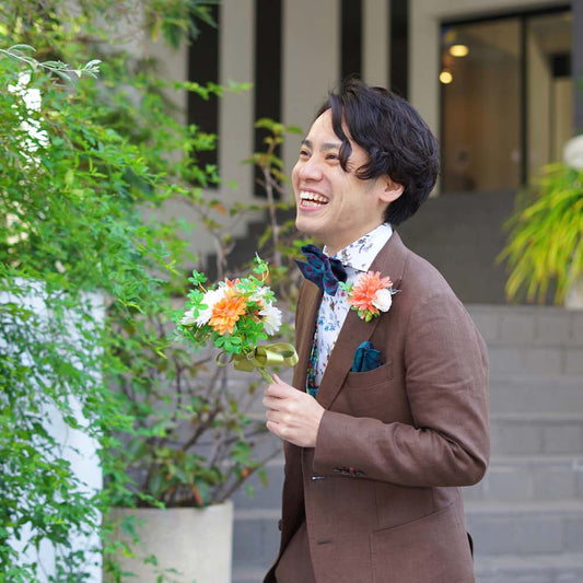 【秋冬婚 オーダーメイド ナチュラルウェディングスーツ】TAGARU 結婚式 タキシード ブラウン 【結婚式 タキシード オーダーメイド】