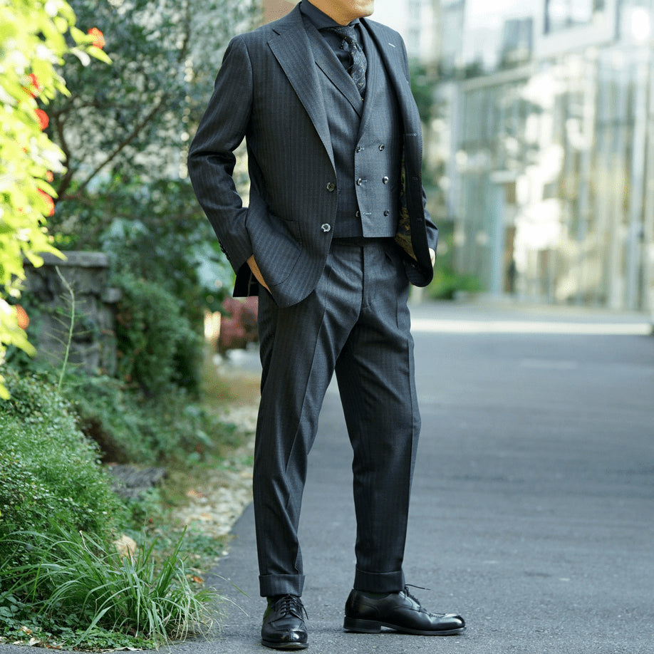 パーティー用 グリーン系オーダースーツ インポート生地 【結婚式