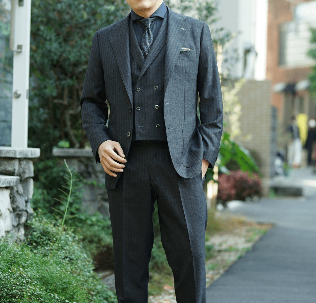 パーティー用 グリーン系オーダースーツ インポート生地 【結婚式 タキシード オーダーメイド】