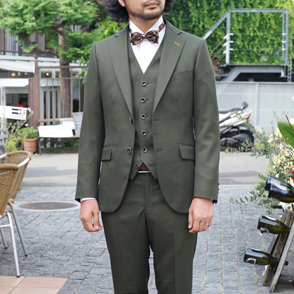 パーティー用 グリーン系オーダースーツ 国産生地 【結婚式 タキシード オーダーメイド】