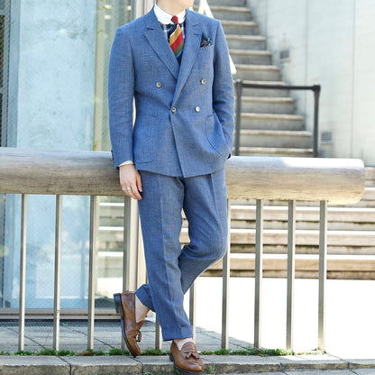 パーティー用 ネイビー系オーダースーツ 国産生地 【結婚式 タキシード オーダーメイド】