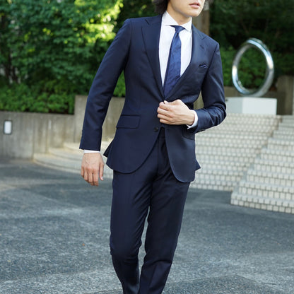 パーティー用 ネイビー系オーダースーツ 国産生地 【結婚式 タキシード オーダーメイド】
