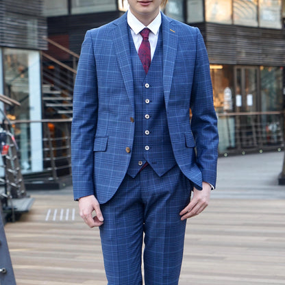 パーティー用 ネイビー系オーダースーツ 国産生地 【結婚式 タキシード オーダーメイド】