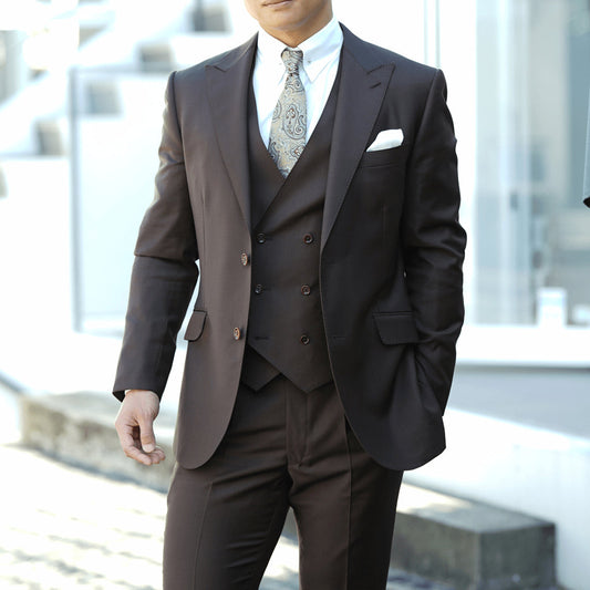 パーティー用 ブラウン系オーダースーツ インポート生地 【結婚式 タキシード オーダーメイド】