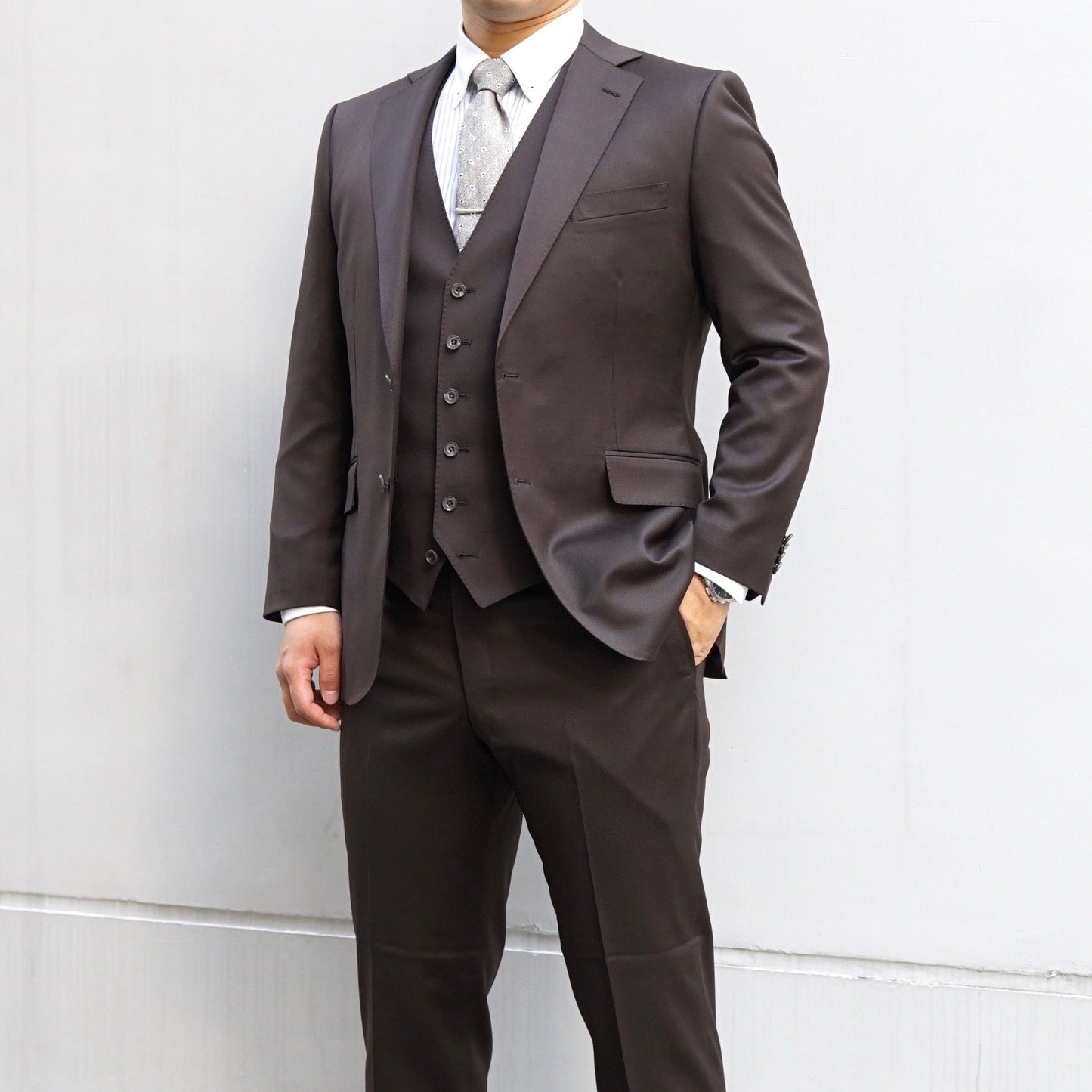 パーティー用 ブラウン系オーダースーツ 国産生地 【結婚式 タキシード オーダーメイド】