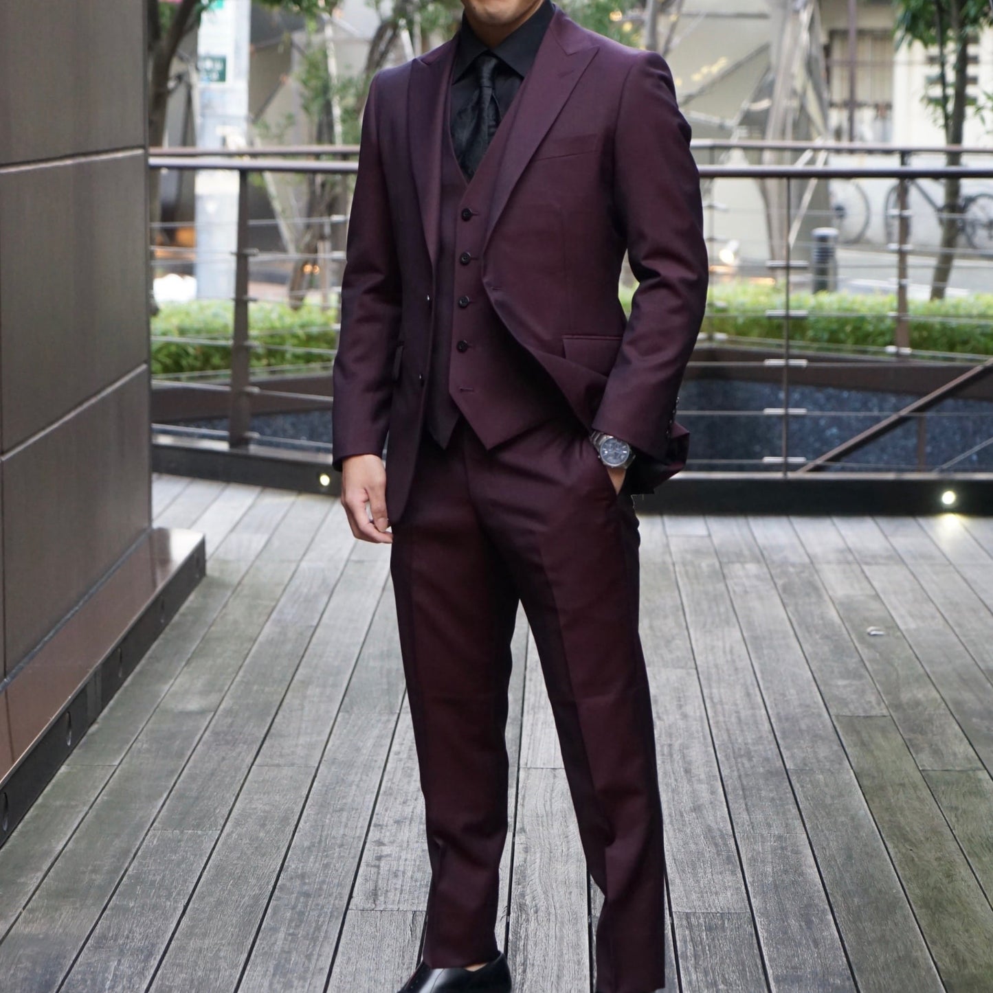 パーティー用 ブラウン系オーダースーツ 国産生地 【結婚式 タキシード オーダーメイド】