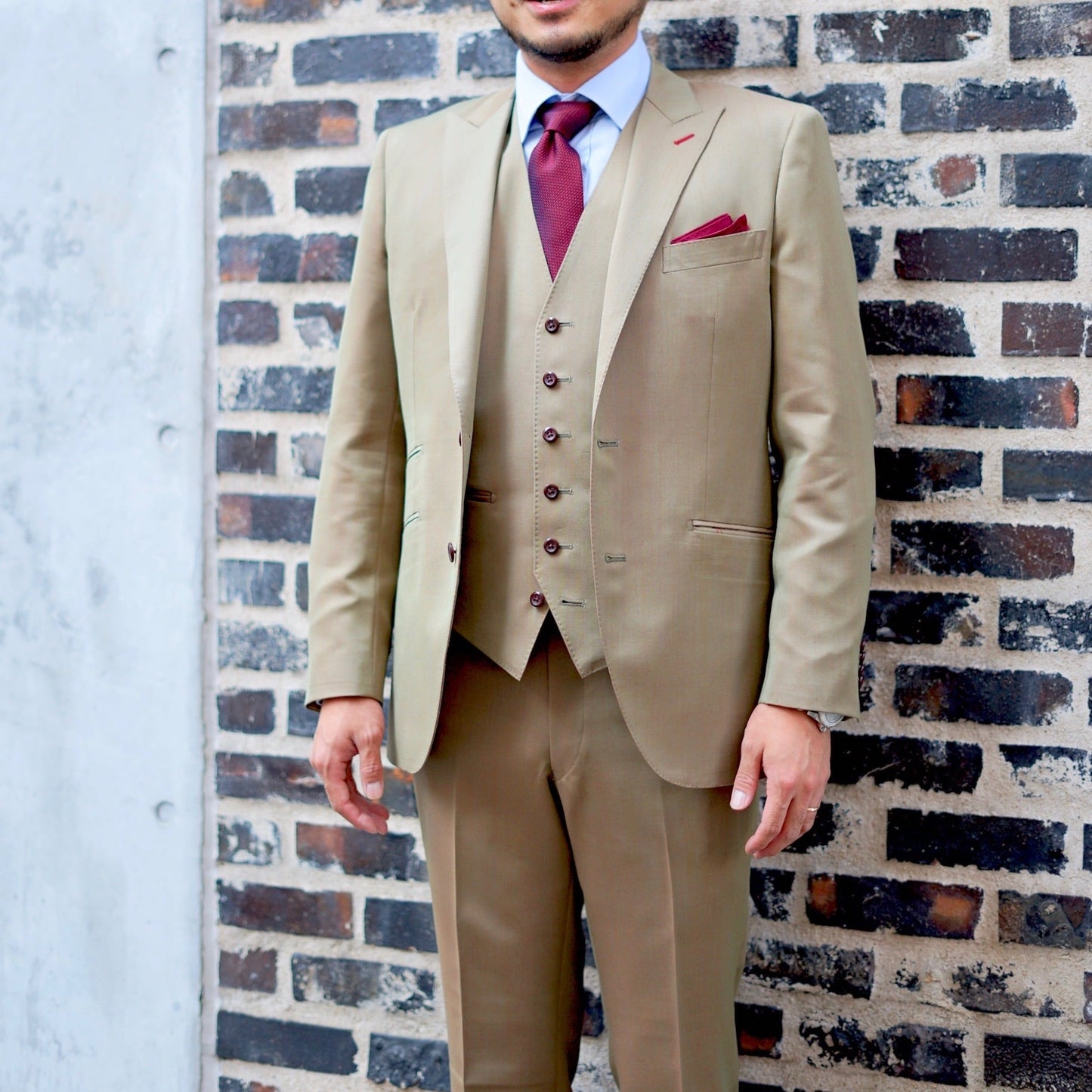 パーティー用 ブラウン系オーダースーツ 国産生地 【結婚式 タキシード オーダーメイド】