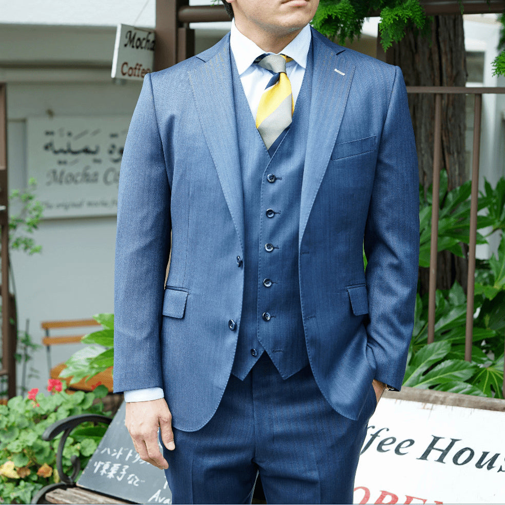 2次会用 ネイビー系オーダースーツ インポート生地 【結婚式 タキシード オーダーメイド】