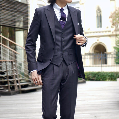 2次会用 ネイビー系オーダースーツ インポート生地 【結婚式 タキシード オーダーメイド】