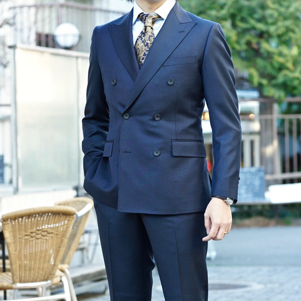2次会用 ネイビー系オーダースーツ 国産生地 【結婚式 タキシード オーダーメイド】