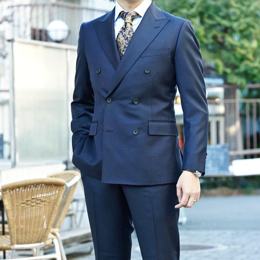 2次会用 ネイビー系オーダースーツ 国産生地 【結婚式 タキシード オーダーメイド】