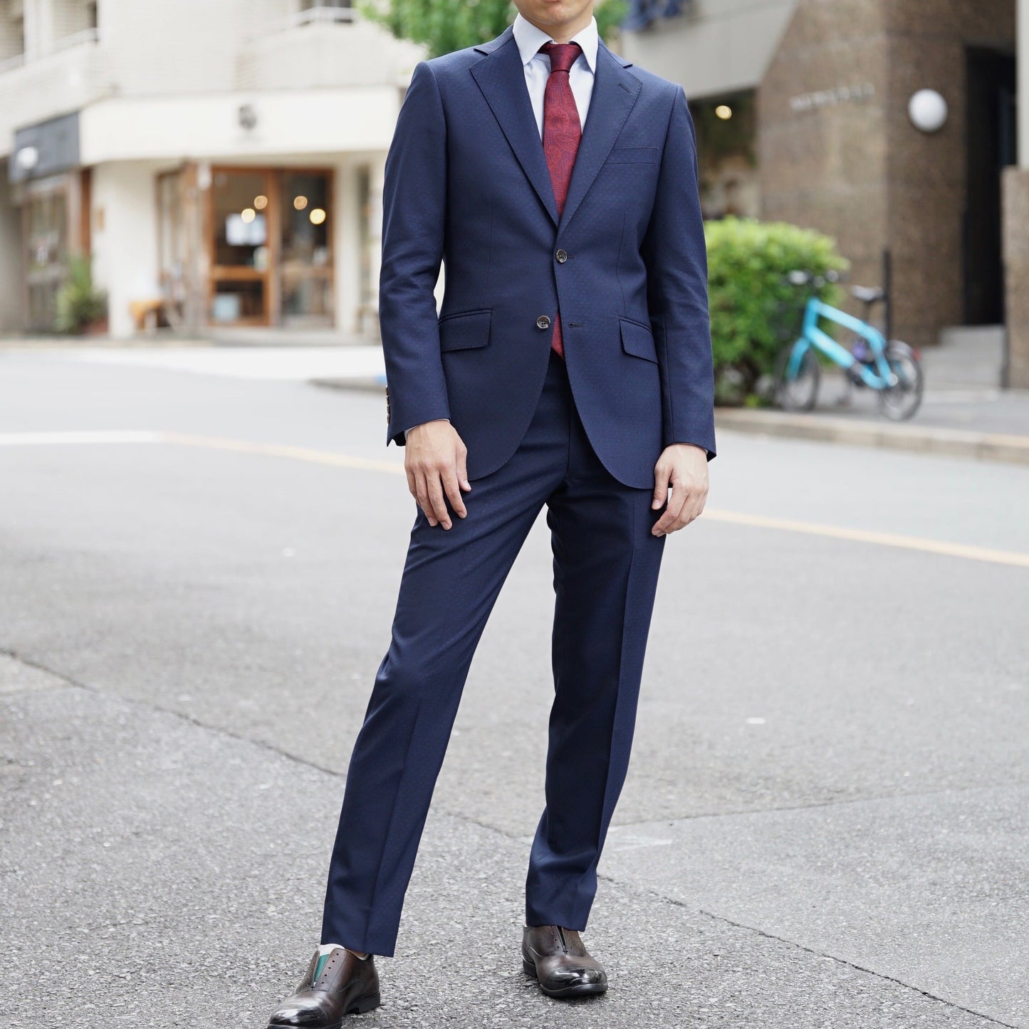 2次会用 ネイビー系オーダースーツ 国産生地 【結婚式 タキシード オーダーメイド】