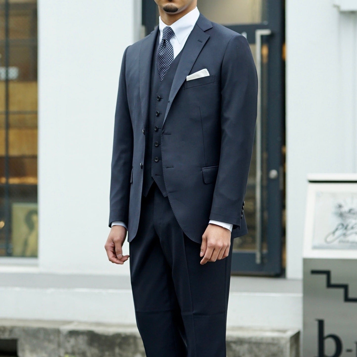 2次会用 ネイビー系オーダースーツ 国産生地 【結婚式 タキシード オーダーメイド】