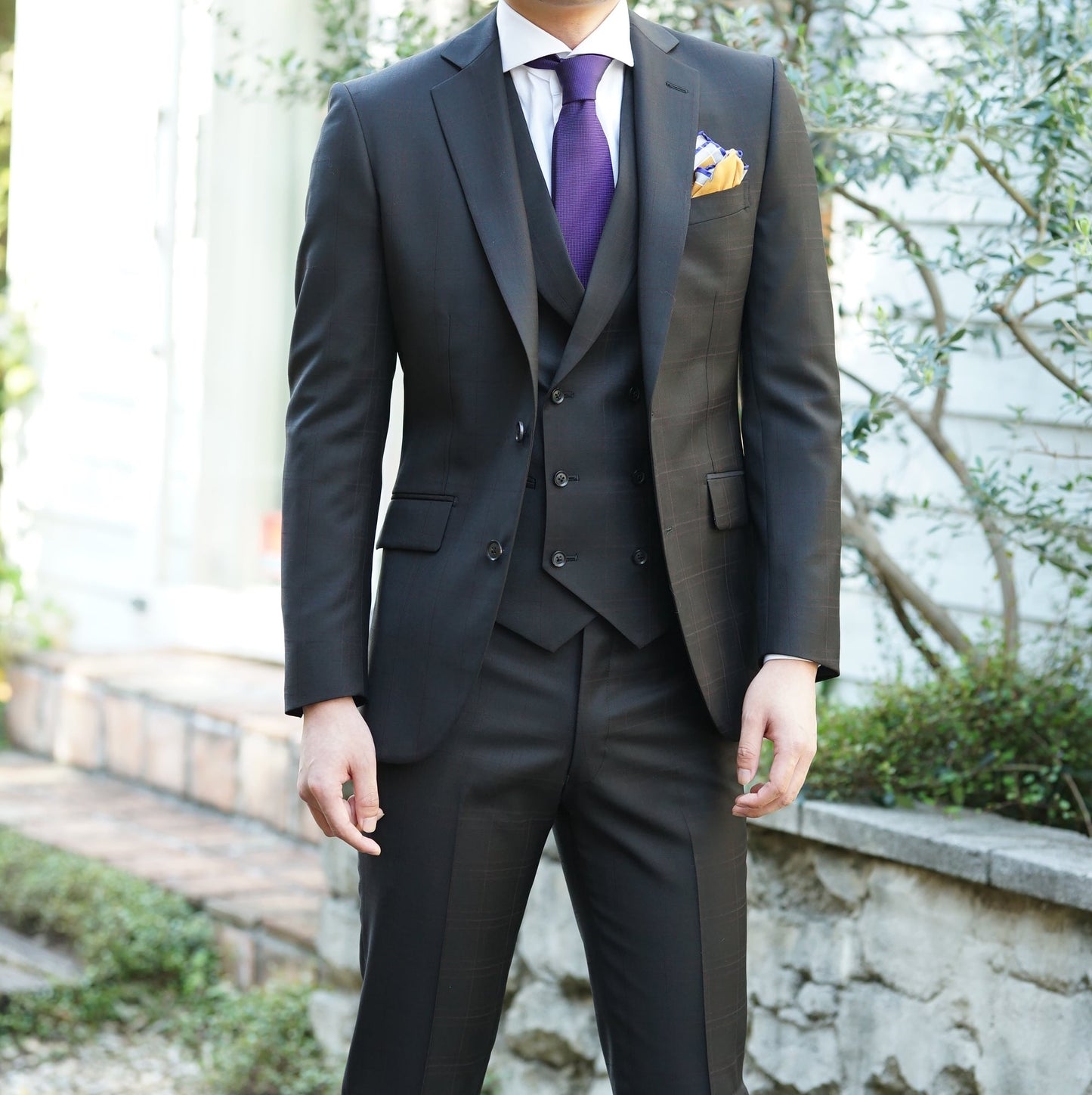 2次会用 ネイビー系オーダースーツ 国産生地 【結婚式 タキシード オーダーメイド】