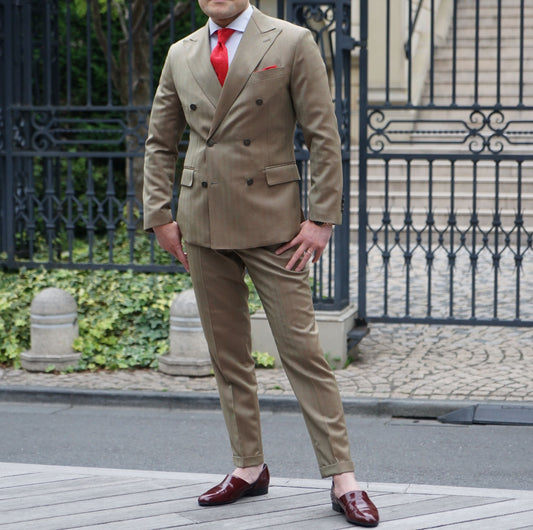 2次会用ブラウン系オーダータキシードインポート生地 【結婚式 タキシード オーダーメイド】