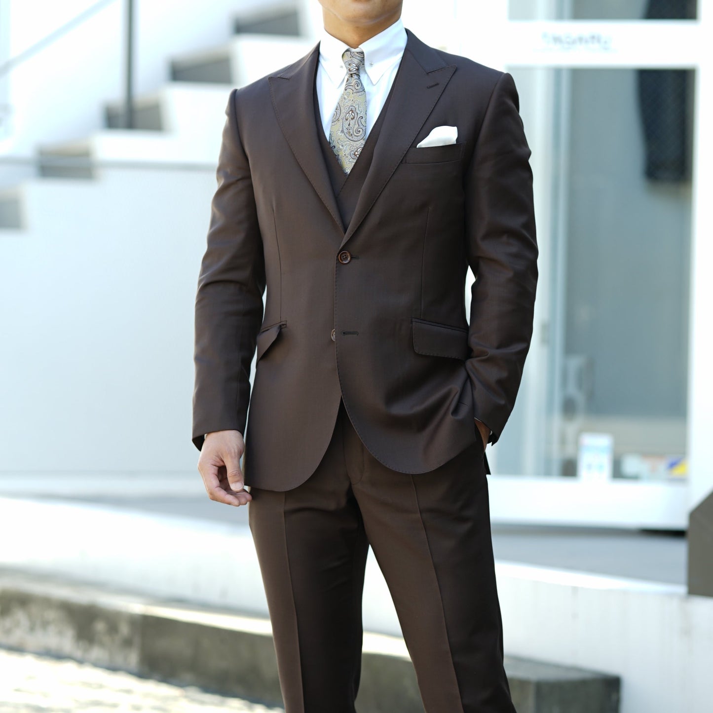 2次会用ブラウン系オーダータキシード 国産生地 【結婚式 タキシード オーダーメイド】