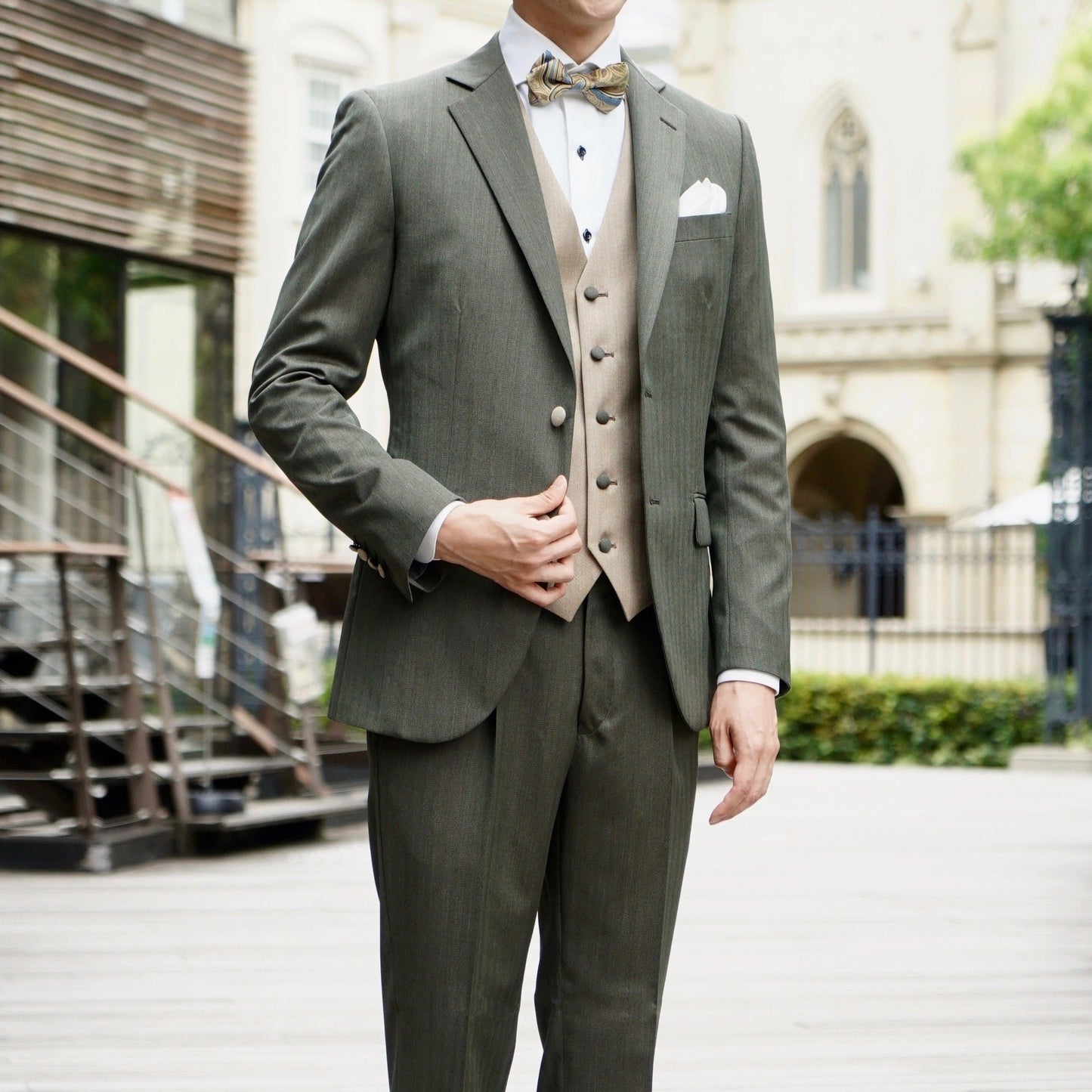 グリーン系オーダータキシード インポート生地 【結婚式 タキシード オーダーメイド】