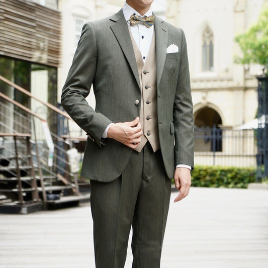 グリーン系オーダータキシード インポート生地 【結婚式 タキシード オーダーメイド】